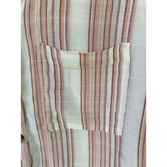Aeropostale Shirt Cropped Button Down Striped Pink Relaxed Fit Size Small - Picture 7 of 9